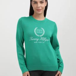 TOMMY HILFIGER Green Cotton Graphic Print Sweatshirt-picture-32