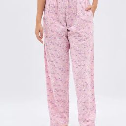 Clovia Pink Cotton Floral Pyjamas-picture-48