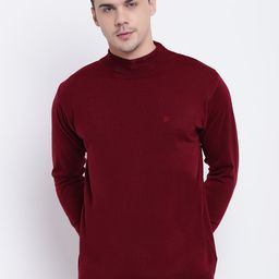 Pierre Carlo Men Maroon Solid Pullover-image-63