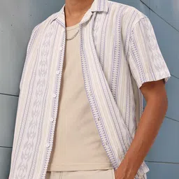 Kook N Keech Resort Edge Printed & Striped Relaxed Fit Shirt-image-13