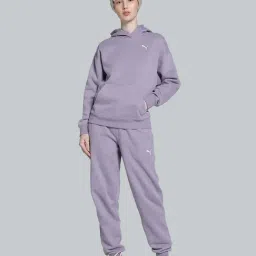Puma Purple Plain Sports Sweatshirt Joggers Set-image-88