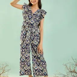 Cherry & Jerry Girls Blue V-Neck Overalls Full Length Jumpsuit-picture-5