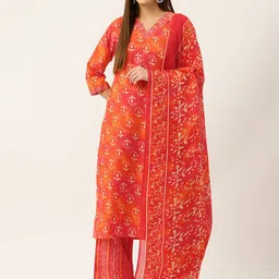 FERANOID Floral Printed Regular Pure Cotton Kurta with Trousers & Dupatta-image-37