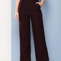 Aarika Maroon Crepe Solid Pants-image-35