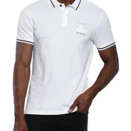 Calvin Klein Bright White Cotton Slim Fit Polo T-Shirt-image-73