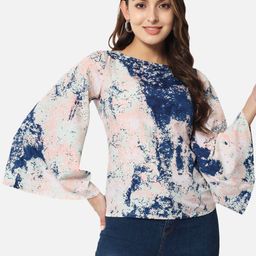 BAESD Abstract Printed Bell Sleeves Top-image-22