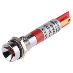 RS PRO Red Panel Mount Indicator 110V AC, Mounting Hole Size 8 mm, Termination Type Solder Tab, Model No 210923-13