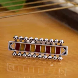 Voylla Silver-Plated & Taal Mridang Harmonium Statement Finger Ring-45