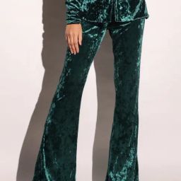 BInfinite Emerald Green Showtime Velvet Flared Trousers-image-48