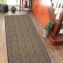 Saral Home Blue & Beige Printed Anti-Skid Bed Runner-16