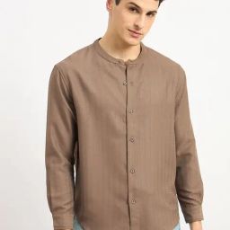 Styli Brown Polyester Relaxed Fit Solid Shirts-picture-22