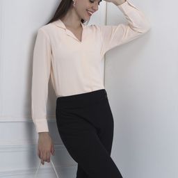 FITHUB Solid Cuban Collar Cuffed Sleeves Regular Top-image-19