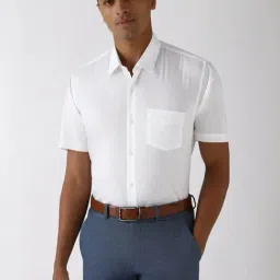 Peter England White Cotton Regular Fit Printed Shirt-picture-4