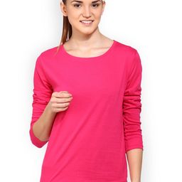 appulse Women Pink Solid Round Neck T-shirt-image-31