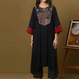 Spring Soul Gold Modal Colorblock Kurta-image-87