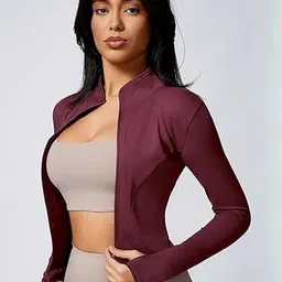 Eleg & Stilance Women Coffee Brown Lightweight Training Or Gym Sporty Jacket-picture-24