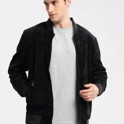 Showoff Navy Blue Cotton Slim Fit Bomber Jacket-picture-30
