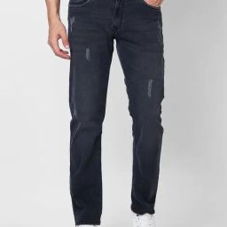 Giordano Black Straight Fit Distressed Distressed Jeans-image-88
