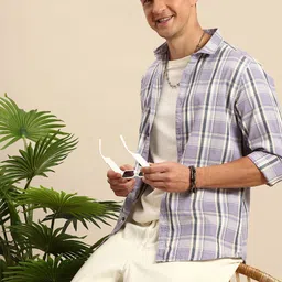 Mast & Harbour Pure Cotton Opaque Checked Casual Shirt-image-49