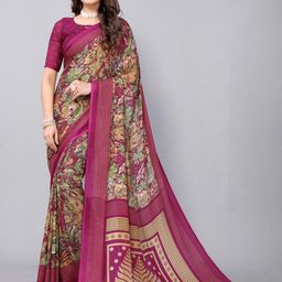 Lookmark Floral Printed Pure Georgette Saree-picture-1
