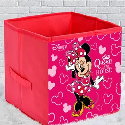 Kuber Industries Set Of 4 Pink & Black Disney Minnie Print Extra Large Foldable Storage Cube With Handle image 4
