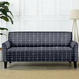 Cortina Grey Printed 3-Seater Stretchable Non-Slip Sofa Slipcover-image-67