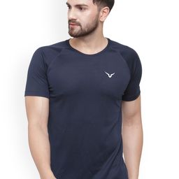Invincible Men Navy Blue Solid Round Neck T-shirt-image-32