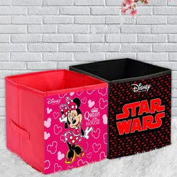 Kuber Industries Set Of 2 Disney Printed Extra Large Foldable Storage Cube With Handle-2