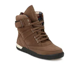 Eego Italy Men Brown Solid Synthetic High-Top Sneakers-picture-41