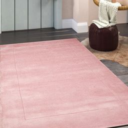 PRESTO Pink Solid Hand Tufted Wool Anti-Skid Carpet-9