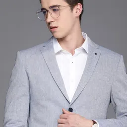 Louis Philippe Self Design Slim Fit Single-Breasted Formal Blazer-picture-3