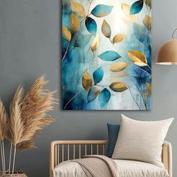 999Store White & Blue Leaf Canvas Wall Art-image-20