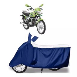 Auto Pearl Two Wheeler Cover for Hero HF Deluxe Eco - White, Blue-image-50