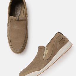 Woodland Men Khaki Leather Solid Slip-Ons-picture-6
