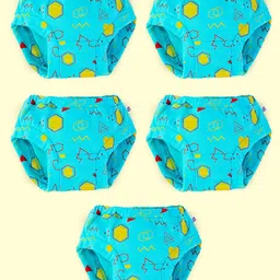 SuperBottoms Kids Pack Of 5 Printed Pure Cotton Basic Briefs BASIC-BRIEFS-DD-6-9M-BLUE-1