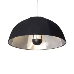Sanded Edge Foil and Fabric Black  Big Ceiling Light with Silver Foil Inside Floor Lamp-image-4