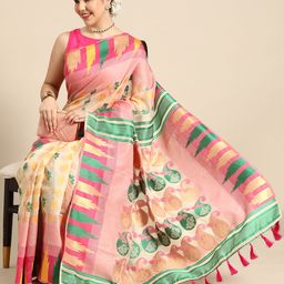 Silk Land Floral Phulkari Pure Cotton Jamdani Saree-picture-23