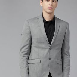 Park Avenue Self Design Super Slim Fit Single-Breasted Formal Blazers-picture-38