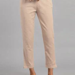 W Beige Cotton Elasticated Trousers-image-42