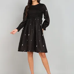 Shiv ali apparels Women Printed Puff Sleeve Fit & Flare Cotton Dress-image-38