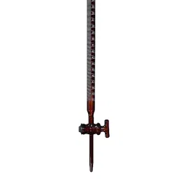 RELIGLAS 100 ml A Class Accuracy Burettes Amber Straight Bore Glass Key With Screw Nut Retaining Provision Stopcock, 01.003.17-12