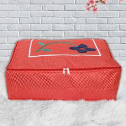 Kuber Industries Red & Blue Printed Saree Organisers-31