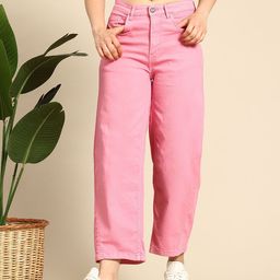 Mast & Harbour Women High-Rise Barrel Leg Fit Jeans-image-78