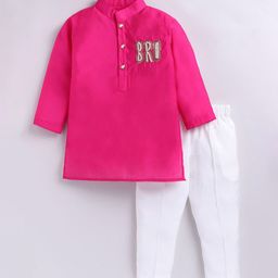 LITTLE COLLARS Boys Mandarin Collar Pure Silk Straight Kurta With Pyjamas-image-13