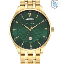 Titan Men Green Dial & Stainless Steel Straps Analogue Watch 90127YM03-30