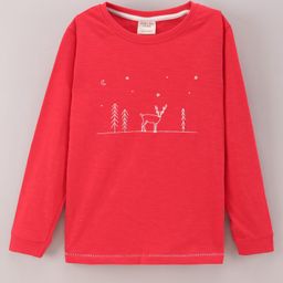 Ollypop Full Sleeves T-Shirt Reindeer Print - Red-image-87