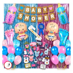 Party Propz Baby Shower Decoration Items Combo Blue and Pink - Pack Of 92-picture-33