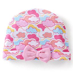 Babyhug 100% Cotton Cap with Clouds Printed - Pink-image-93