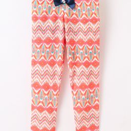 CrayonFlakes Jacquard Design Printed & Bow Embellished  Leggings - Orange-picture-29