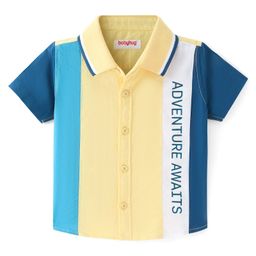 Babyhug Cotton Woven Half Sleeves Shirt Text Print - Yellow & Blue-image-23